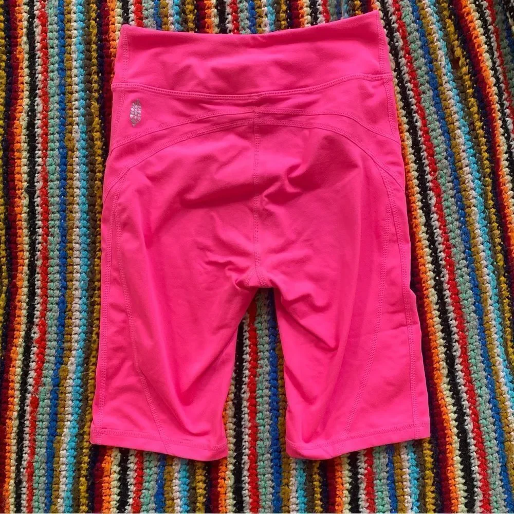 NWOT Free People Movement High Rise Biker Baby Bike Shorts Neon Hot Pink